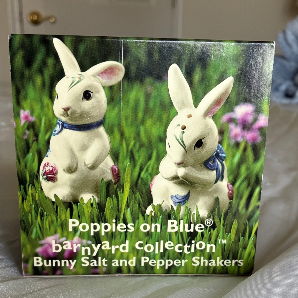 Lenox Poppies on Blue “Barnyard Collection” Bunny Salt & Pepper Shakers